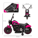 Moto électrique pour enfants 3 km/h 6V avec phare LED 2 roues d'entraînement de 18 à 36 mois avec moteur puissant rose