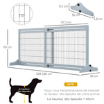 Barrière de sécurité pour chien extensible longueur réglable 104-180 x 36 x 69 cm pin bleu gris