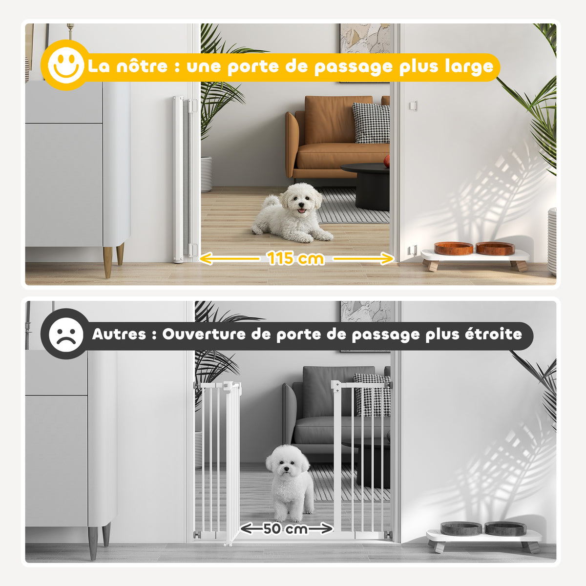 Barrière de sécurité barrière animaux rétractable automatique 1,15L x 0,83H m teslin métal gris
