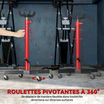 Vérin de fosse hydraulique, cric de levage 500 kg, avec roues pivotantes et pédale, acier, 58 x 58 x 110-191,5 cm rouge