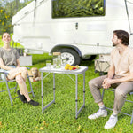 Table Pliante Table de Camping Table de Jardin Hauteur réglable Aluminium MDF Blanc